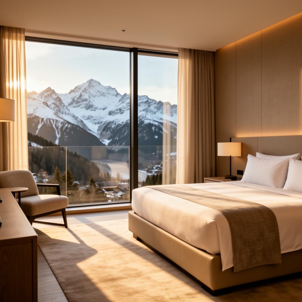 Luxe hotelsuite met uitzicht op de bergen